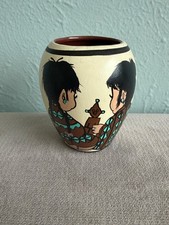 Vintage SDA Indian School Pottery Vase Signed Mona Curley #8 1985 Holbrook AZ picture
