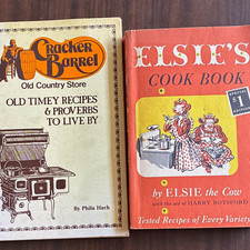 Lot of 2 Vintage Cookbooks: Elsie’s Cook Book + Cracker Barrel Old Timey Recipes picture