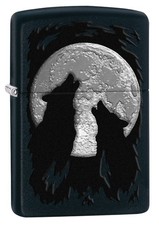 Zippo Lighter Wolves Howling at The Moon Black Matte 78660 picture