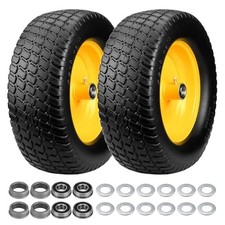2 Pack 15x6.00-6 Flat Free Lawn Mower Tire And Wheel, Solid 15x6.00-6 Tire picture