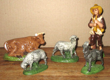 Vintage 1975 Atlantic Mold Ceramic Nativity Figures Piper Cow Sheep Goat picture