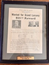 RARE - 1913 William Buttner Reward Notice - San Francisco picture