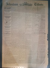 1889 JOHNSTOWN FLOOD - ORIGINAL JOHNSTOWN TRIBUNE FRONT PAGE & OTHER ORIGINALS picture