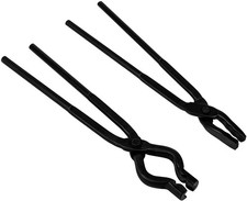2Pcs Blacksmith Tongs Set Wolf Jaw V-Bit Tong Bladesmith Tools Knifemaking Forge picture
