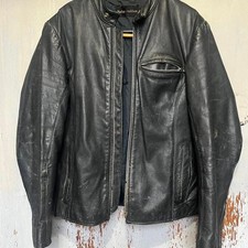 Vintage 70s Harley-Davidson Black Leather Biker Jacket Size 42 picture