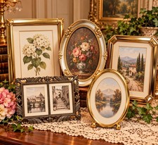 Vintage Gold Tone Metal Picture Frames Lot of 6 Hollywood Regency Ornate Decor picture