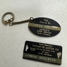 VTG Johnny’s Ford Mercury Dickmeyer Motor Co Fairfax MN Key Tag & Keychain Set picture