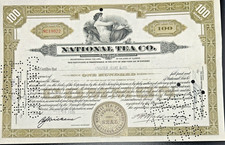 National Tea Co Stock Certificate 1936 Frazier Jelke Signature Wall Street picture