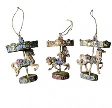 1999 Bradford Editions Decorative Carousel Ornament 3pc Lot picture