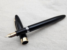 Restored 1950s Sheaffer Snorkel Admiral Pen • Black & Gold • 14K Fine Nib picture