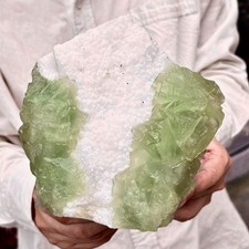 5.95LB Natural green cubic fluorite quartz crystal mineral specimen picture