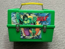 Vintage 1980 Incredible Hulk Aladdin Lunch Box Marvel Green Plastic No Thermos picture