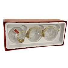 Waterford Marquis Christmas Ornaments Set Of 3 Clear Glass Etched Design Tassles picture