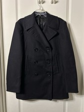 Vintage Men’s 1940s Era WWII Naval Clothing Department Black Wool Peacoat picture