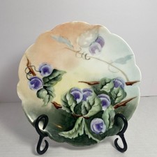 Antique 1906 Limoges Hand Painted Plate Purple Plums Art Nouveau Collectible picture