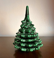 Vintage Mid Century Christmas Tree Stacking Ashtray and Lighter Set, 5 pieces picture
