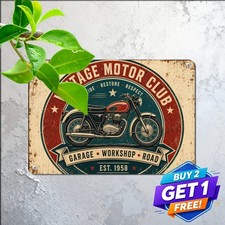 Vintage British Motorcycle Sign Classic Motorbike Garage Tin Metal Wall Plaque picture