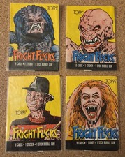 1988 Topps Fright Flicks Complete 4 Wax Wrapper Set Freddy Predator Horror EX picture