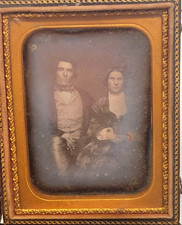 1850 4TH PLATE DAGUERREOTYPE VERY ELEGANT YOUNG COUPLE TINTED ORIGINAL SEALS picture