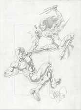 Elektra vs Bullseye Original Art Tim Vigil 9 x 12 picture