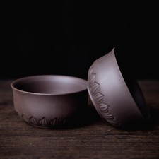 2 Pcs/lot Real Yixing Zisha Tea Cup 60ml Carved Cup Of Tea Purple Clay Tea Cups picture