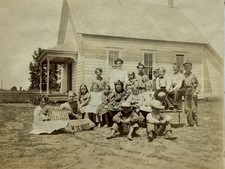 Antique Snapshot Photo 1905 School Portrait Old Schoolhouse Boys Girls picture