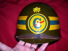 BEAUTIFUL WWII/OCCUPATION ID’d 16TH CONSTABULARY MAJOR’S PAINTED HELMET LINER picture