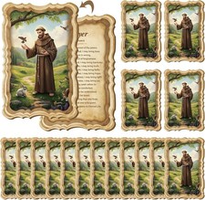 30 Pcs Holy Prayer Cards – Wood St. Francis Prayer, Communion & Memorial picture
