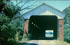 Scipio Covered Bridge Jennings IN Postcard 1886 Howe Truss Vintage picture