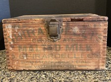 Antique Ghirardelli Chocolate Malted Milk San Francisco Hinged Wood Box READ picture