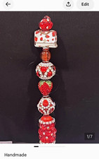Coach Designer inspired strawberry themed purse focal fancy beaded pen picture