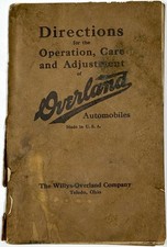 1915 OVERLAND AUTOMOBILES WILLYS OPERATION CARE ADJUSTMENT MANUAL FOLDOUT CHART picture