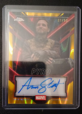Topps 2025 Deadpool Chrome Deadpool & Wolverine Pyro Aaron Stanford Auto 01/50 picture