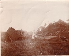 Antique Original Photo Train Wreck Disaster Menasha Wooden Ware Co Railroad Car picture