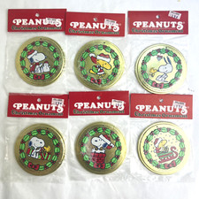 Lot of 6 Vintage NOS Peanuts Gang Snoopy Woodstock Metal Ornaments Pic