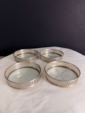 4pc Antique STERLING Silver 1940-1960s Starburst Coaster Set picture