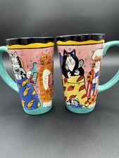 Catzilla Candace Reiter Cat Vintage Tall Mug Hand Painted Dining Chef 2002 picture