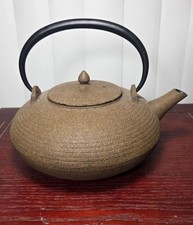 Wazuqu Fuku Cast Iron Teapot Sandy Texture Japanese Vintage Excellent Condition picture