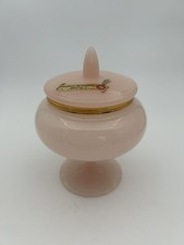 Vintage Italian Pink Opaline Glass Dresser Jar by Vincenzo NASON with Label picture