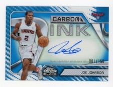 2025-26 Topps Chrome Black Joe Johnson Carbon Ink Blue Refractor /150 Auto Hawks picture