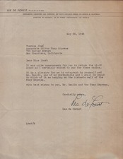 LEE DE FOREST - TYPED LETTER SIGNED 05/25/1945 picture