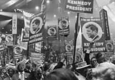 Kennedy supporters hold posters Democratic National Convention Los- Old Photo picture