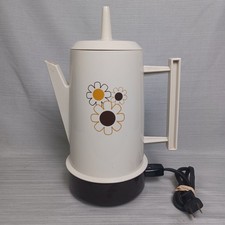 Vintage Royal Poly-Perk Electric Coffee Percolator 4-8 Cups Floral 70s TESTED picture