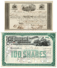 2 Stocks Certificates Baltimore and Ohio RR, Swann signed, and Duquesne Traction picture