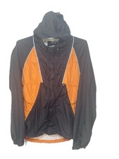 Harley Davidson Jacket M Nylon Riding Gear Hooded Orange Black Reflective Stripe picture