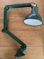 Rare Vintage 1940s EDL Industrial Machinist Lamp Enamel Shade GEC Brass Fittings picture