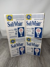 Vtg GE Light Bulbs - NEW Soft White 75 Watt Bulbs 4 Pack of 4 ADHD Anxiety picture