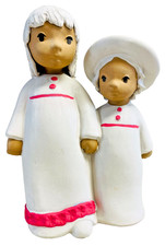 VTG Elaine Carlock THE SISTERS Art Pottery Sculpture Signed 1970's RETIRED picture
