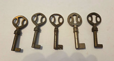 Lot of 5 Antique Brunswick Phonograph Cabinet Keys Barrel Skeleton Key Vintage picture