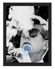 PRESIDENT JOHN F. KENNEDY JFK SMOKING CIGAR 8X10 FRAMED PHOTO REPRINT picture